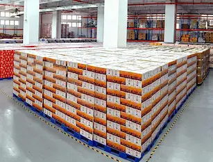 Finished baking powder in warehouse